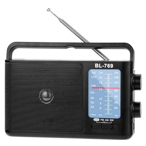 Portable AM FM SW Radio Analog with Loud Speaker, Battery or AC Powered for